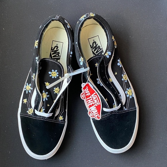 Vans Old Skool Trippy Grin Floral Black Men's Classic Skate Shoes - Picture 2 of 7